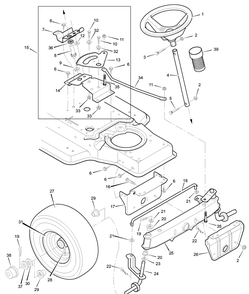 Steering Diagram and Parts List for 387000X00A 2003 Briggs and Stratton Lawn Tractor